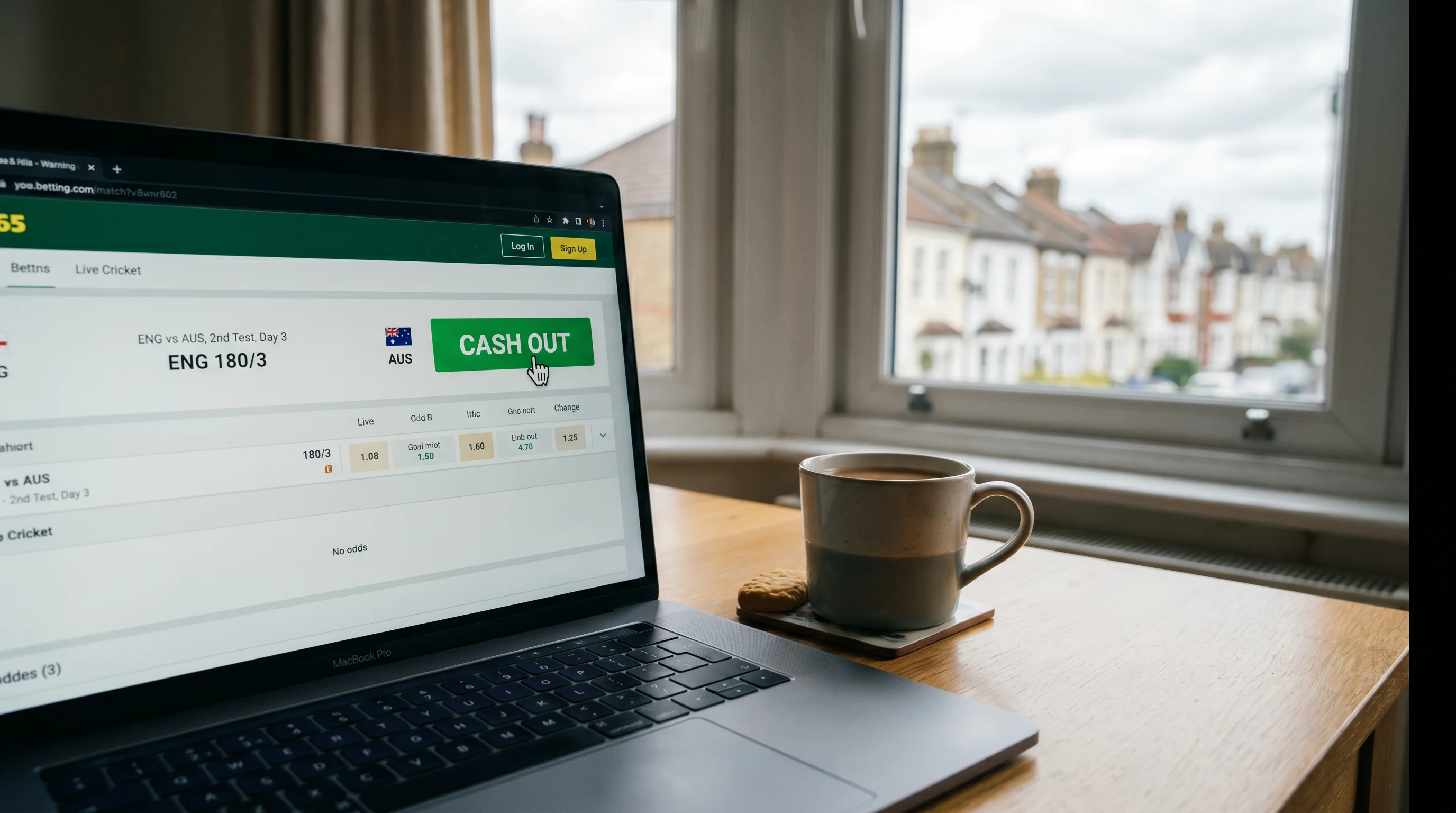 Betting platform interface showing partial cash-out options on a live cricket match market