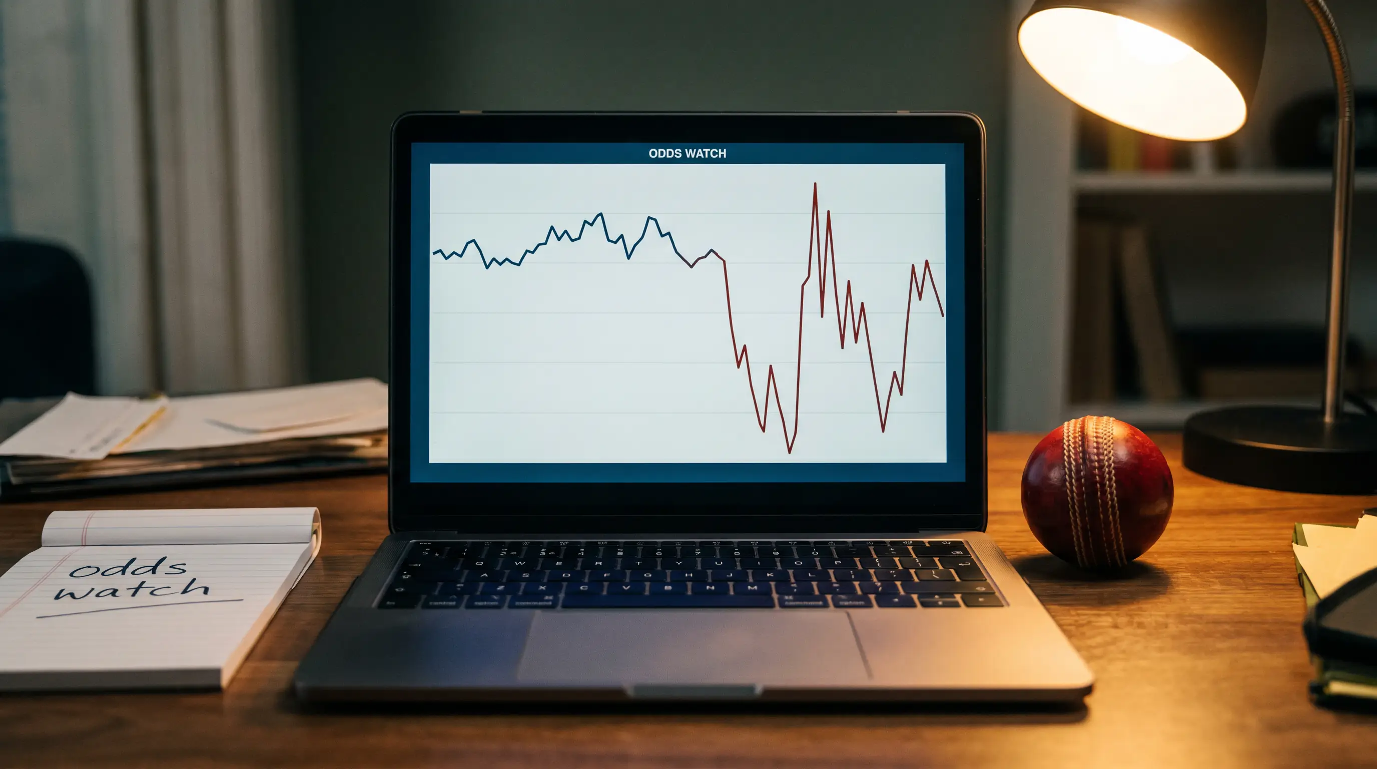 Cricket pre-match odds showing sharp unexplained movement on a betting exchange graph