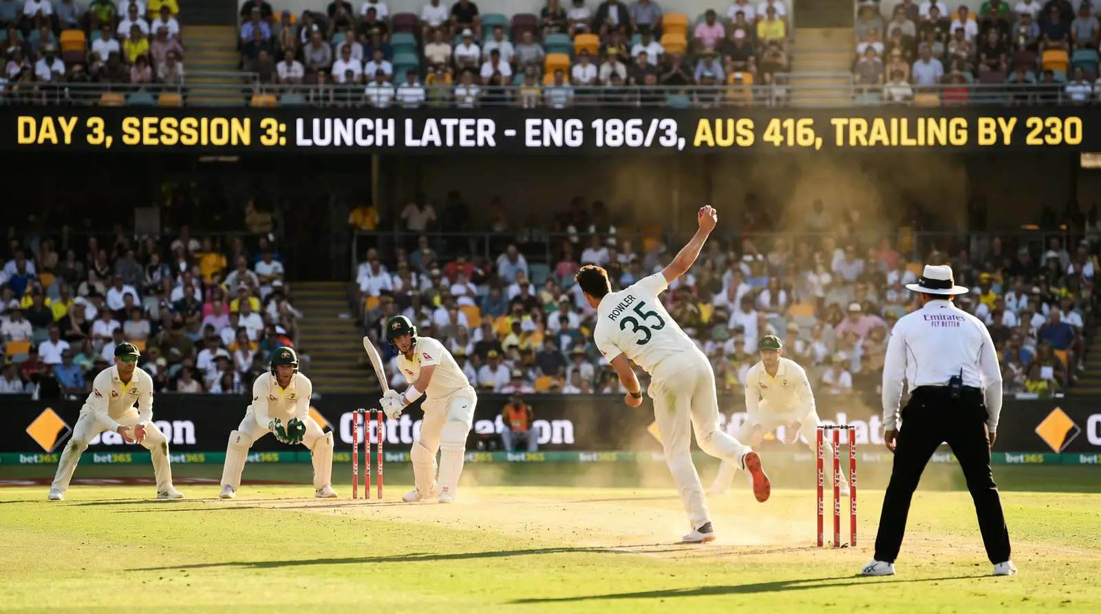 Live in-play cricket betting screen showing session runs market during a Test match
