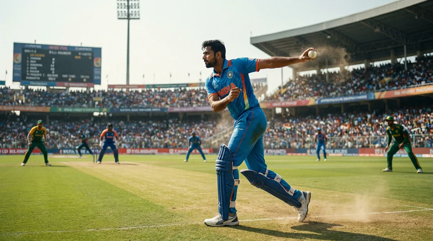 Cricket all-rounder bowling a delivery after earlier contributing runs with the bat in the same ODI