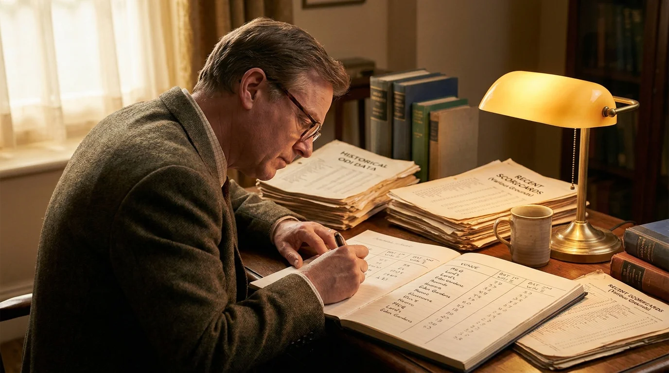 Researcher noting venue-specific chase success rates from historical ODI data