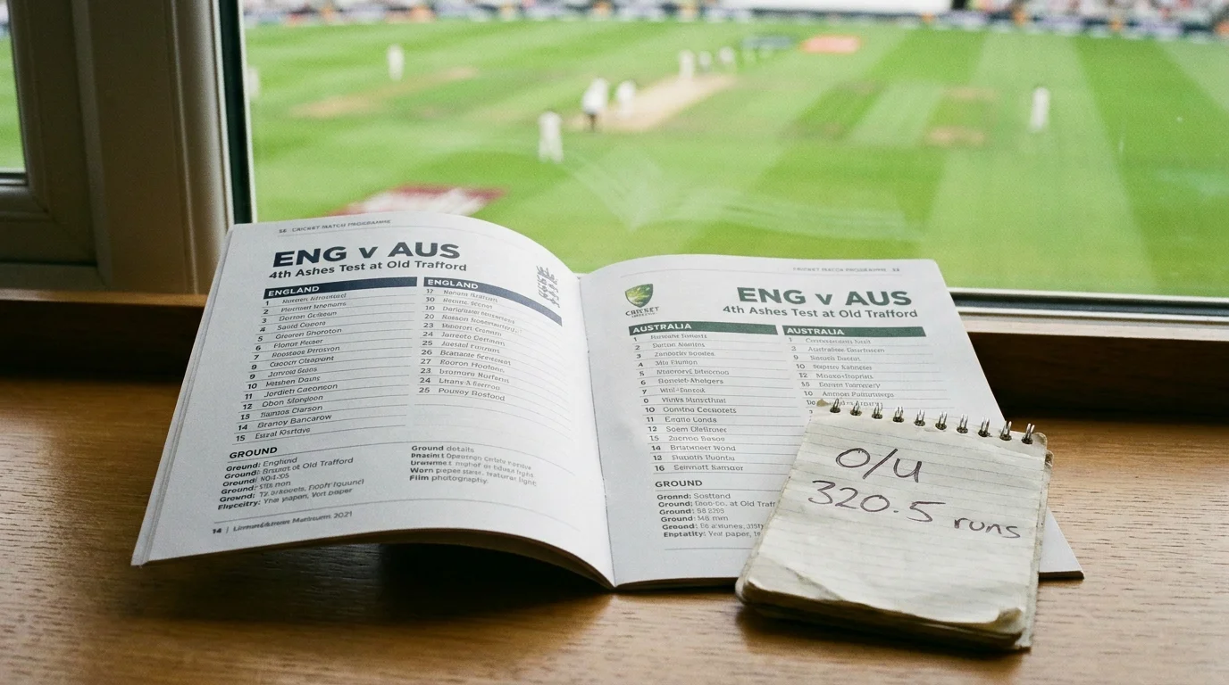 Over under total runs line set for a cricket ODI match with batting conditions visible