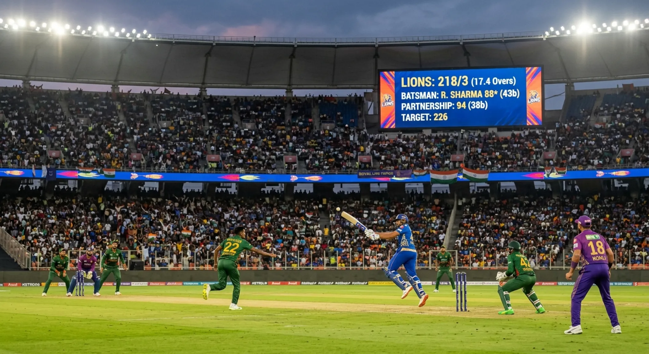 T20 franchise cricket match where a strong team faces a weaker opponent suited to handicap betting