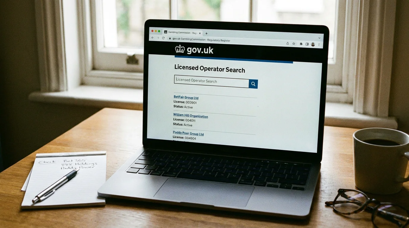 UK Gambling Commission public register page used to verify an operator holds a valid remote licence